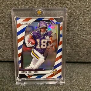 Custom 3D Floater - Justin Jefferson Prizm Barbershop card